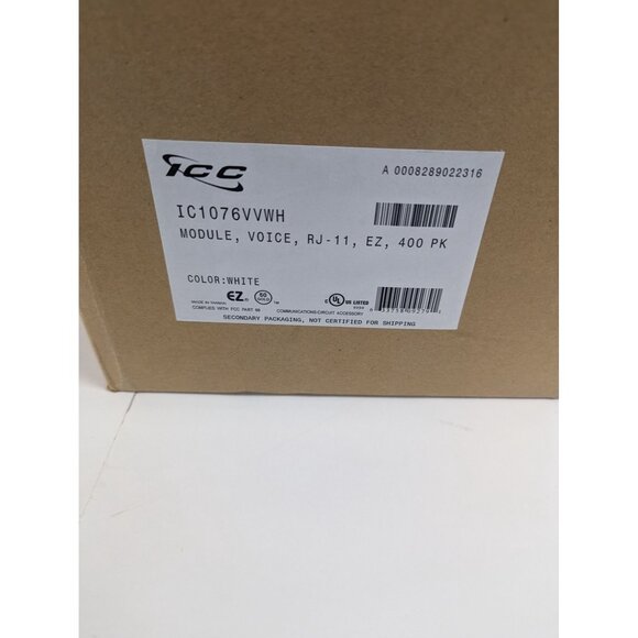 New ICC IC1076VVWH Network Connector RJ-11 Jack for EZ Style 38 Packs - Picture 4 of 5